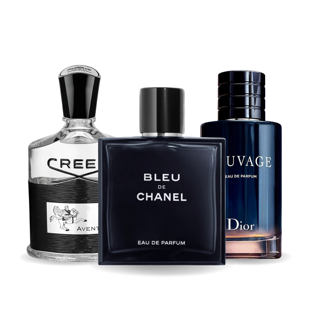 Σετ 3 αρωμάτων Creed AVENTUS, BLEU DE CHANEL και Dior SAUVAGE 100 ml