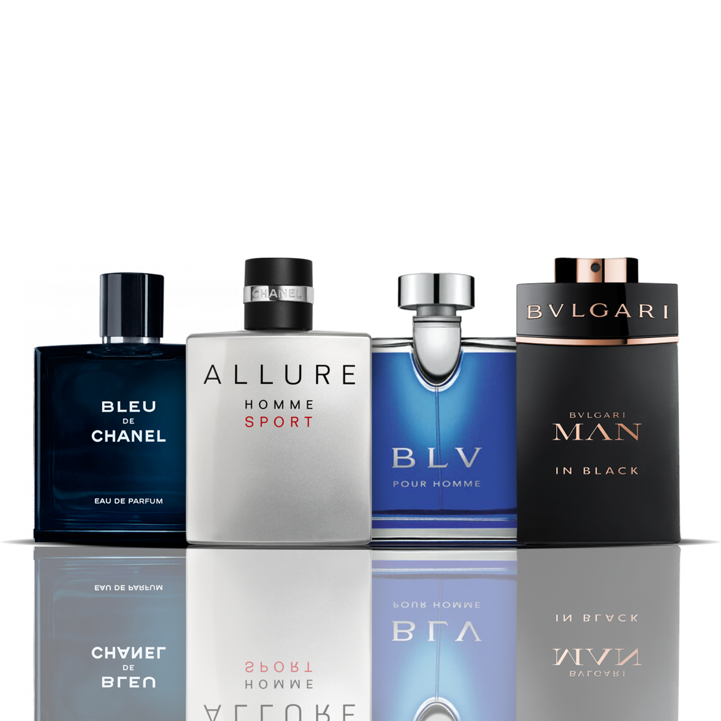 Σετ 4 αρωμάτων – Bleu de Chanel, Allure Sport, BLV και Bvlgari Man in Black 100 ml