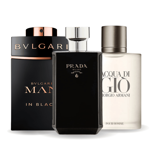 Σετ 3 αρωμάτων – Bvlgari Man in Black, Giorgio Armani Acqua Di Gio, L'Homme Prada Intense 100ml