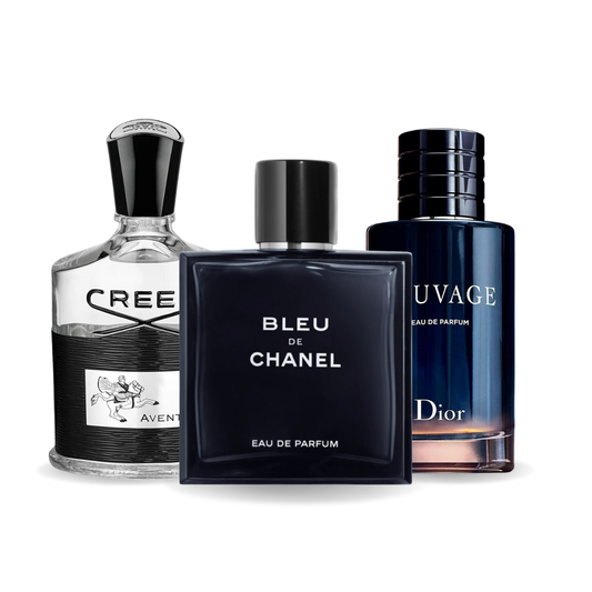 Σετ 3 αρωμάτων Creed AVENTUS, BLEU DE CHANEL και Dior SAUVAGE 100 ml