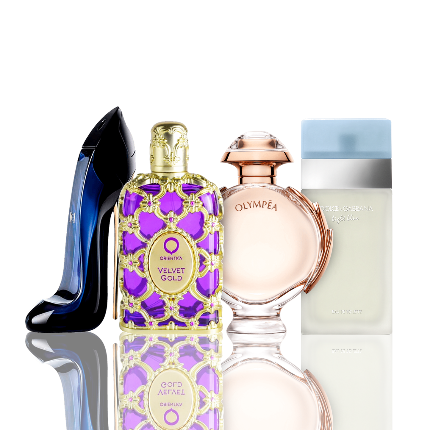 ΣΕΤ 4 ΑΡΩΜΑΤΩΝ – Light Blue, Orientica Velvet Gold, Good Girl, Olympea 100 ml
